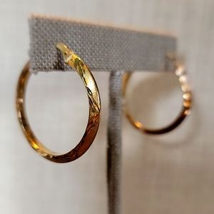 Diamond Cut Hip Earrings in 14K Yellow Gold Over Sterling Silver